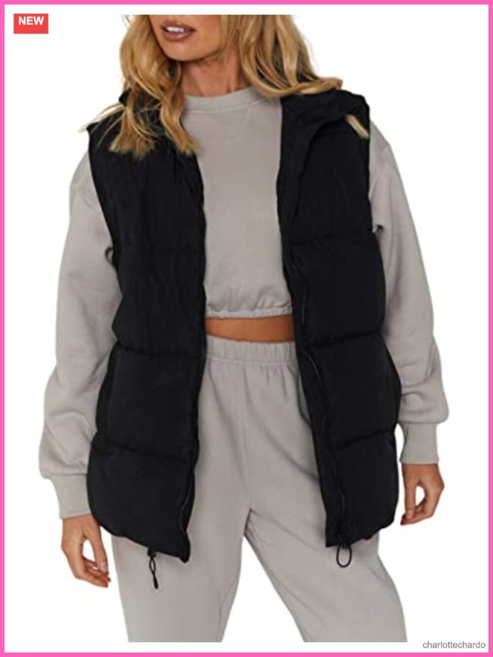 Women's Sleeveless Quilted Puffer Vest Zip Front Collar